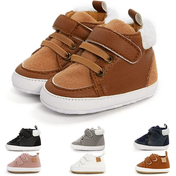 Baby Boys Girl Lace Up Leather Sneakers Soft Rubber Sole Infant Moccasins Newborn Oxford Loafers Rubber Sole Anti-Slip Toddler Wedding Uniform Dress Shoes 0-18 Months