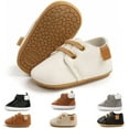 thumbnail image 1 of Baby Boys Girl Lace Up Leather Sneakers Soft Rubber Sole Infant Moccasins Newborn Oxford Loafers Rubber Sole Anti-Slip Toddler Wedding Uniform Dress Shoes 0-18 Months, 1 of 7