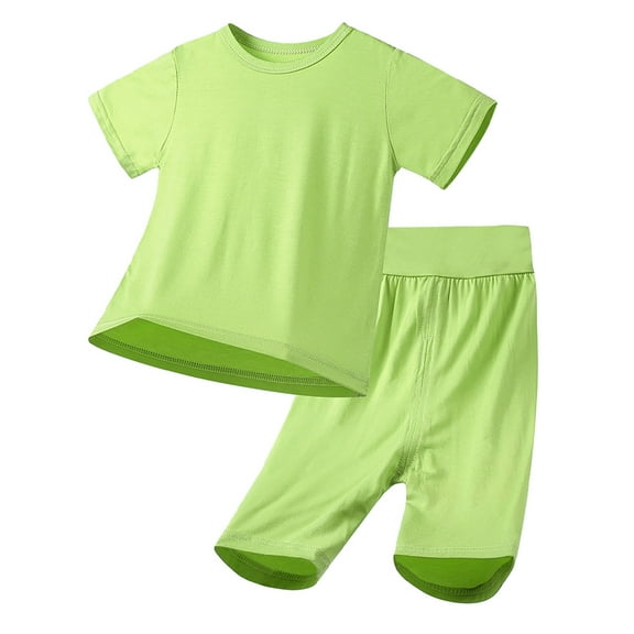 Baby Boys Girls 2pcs Short Sleeve Shirt and Pants Pajamas Sets Toddler Sleepwear Cool Jammies Kids Basic Sleepwear for Daily Baby Set Boy Boys Sweatshirt Set 3 Boy Clothes Bodysuit Pant Set 4t Sweats