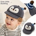 thumbnail image 1 of Baby Boys Girls Baseball Cap Windproof Sun Hat Infant Toddler Duckbill Cap Soft Brim Cartoon Penguin Pattern Casual Outdoor Hat, 1 of 6