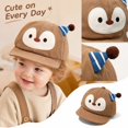 thumbnail image 1 of Baby Boys Girls Baseball Cap Windproof Sun Hat Infant Toddler Duckbill Cap Soft Brim Cartoon Penguin Pattern Casual Outdoor Hat, 1 of 6