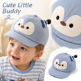 thumbnail image 1 of Baby Boys Girls Baseball Cap Windproof Sun Hat Infant Toddler Duckbill Cap Soft Brim Cartoon Penguin Pattern Casual Outdoor Hat, 1 of 6