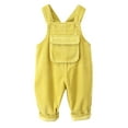 thumbnail image 1 of Baby Boys Girls Bib Overalls Toddler Button Shouler Straps Loose Suspender Pants with Pockets Kids Cute Sleeveless Bodysuit Jumpsuit Outfit Clothes Yellow 4-5T, 1 of 5