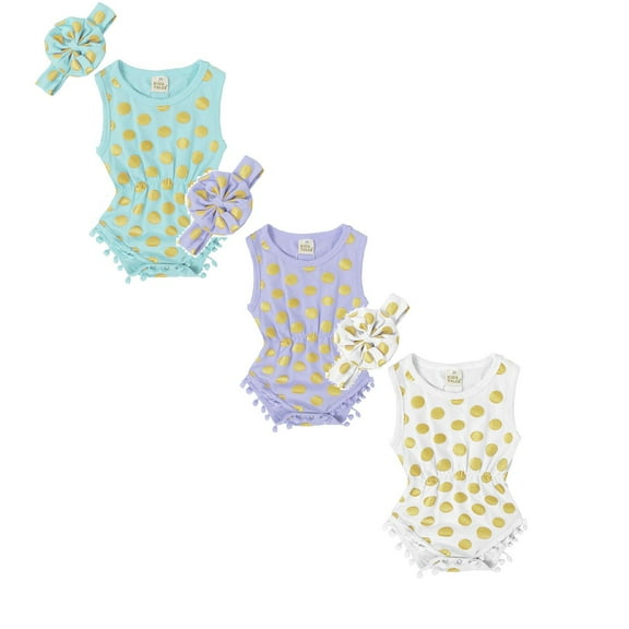 Baby Boys Girls Bodysuit Backed Onesie Pajamas Short Sleeves Dot Bodysuits Baby Clothes XS