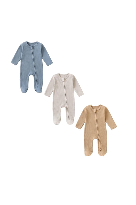 Baby Boys Girls Bodysuit Pajamas Romper Jumpsuit Comfort Long Sleeves Sleeper Newborn Girl Sleepers 3PCS