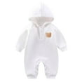 thumbnail image 1 of Baby Boys Girls Bodysuits Long Sleeve Solid Color Bear Graphic Hooded Jumpsuit Snowsuit Baby Boys Girls Warm Stylish And Comfortable Bodysuits，3 -6 Months, 1 of 3