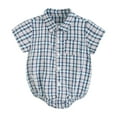 thumbnail image 1 of Baby Boys Girls Bodysuits Short Sleeve Plaid Turn-Down Collar Button Bodysuits Baby Boys Girls Summer Comfort And Style Bodysuits,6 -12 Months, 1 of 1