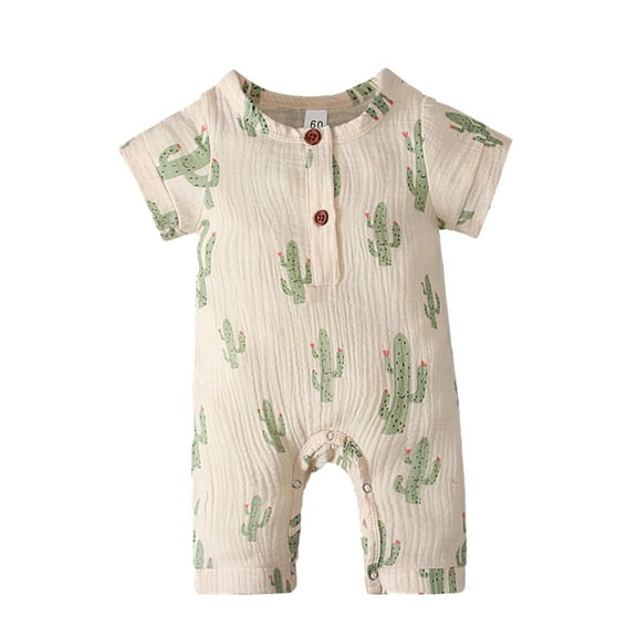 Baby Boys Girls Bodysuits Short Sleeves Round Neck Rainbow Cactus Printing Jumpsuit Baby Boys Girls Outdoor Home Comfortable Everyday Wear Bodysuits,18 -24 Months