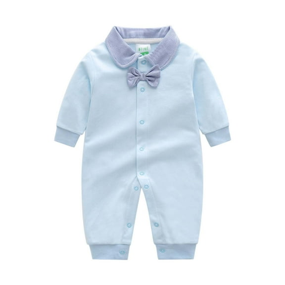 Baby Boys Girls Bodysuits Spring Autumn Bow Long Sleeve Turn-Down Collar Jumpsuit Baby Boys Girls Christmas Holiday Birthday Party Banquet Wedding Bodysuits,0 -3 Months