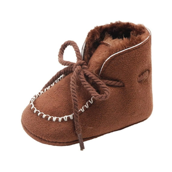 Baby Boys Girls Booties Fleece Anti-Slip Soft Sole Boots Toddler Walker Warm Shoes