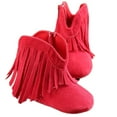 thumbnail image 1 of Baby Boys Girls' Boots, Infant Cowboy Tassels Short Bootie Soft Sole Snow Boots with Ankle Side Zipper for Winter, Red, 1 of 5