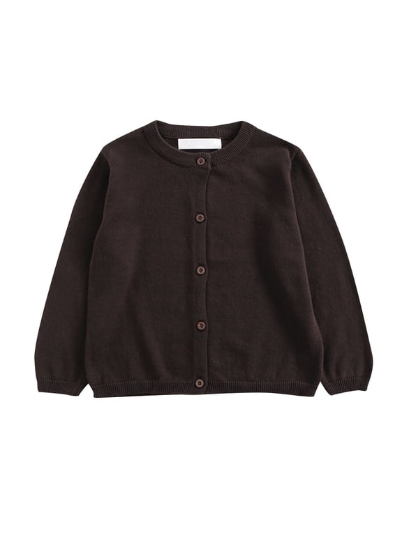 Baby Boys Girls Button-Down Cardigan Toddler Knit Sweater 1-5y Kid Coffee 5