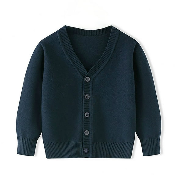 Baby Boys Girls Cardigan Sweater Button Down Long Sleeve Cotton Sweater School Uniforms Jacket Cover Up Tops for Boys Girls 4-5 Years