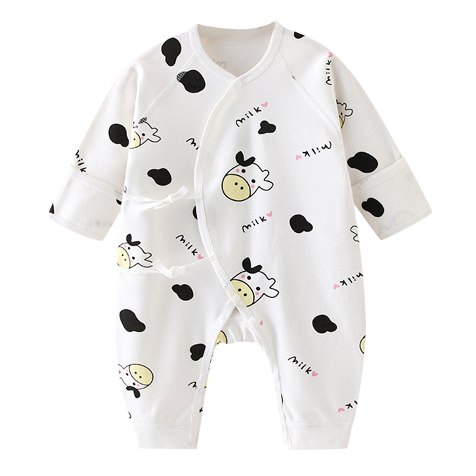 Baby Boys Girls Cartoon Animals Cotton Romper Long Sleeve Plaid Cute