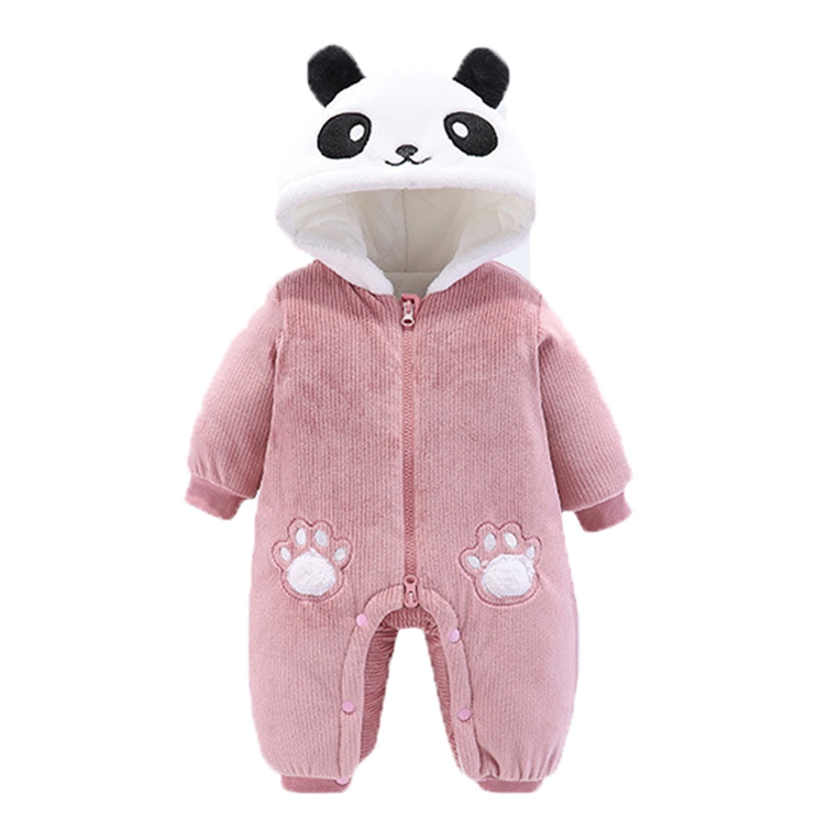 Newborn Baby Cartoon Bear Winter Bunting Bodysuit Warm Hooded Romper Jumpsuit