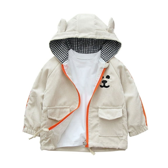 Baby Boys Girls Corduroy Jackets Kids Toddler Hooded Thicked Fall Winter Warm Cute Coat Outerwear With Pockets For Gifts,Beige,6 Years
