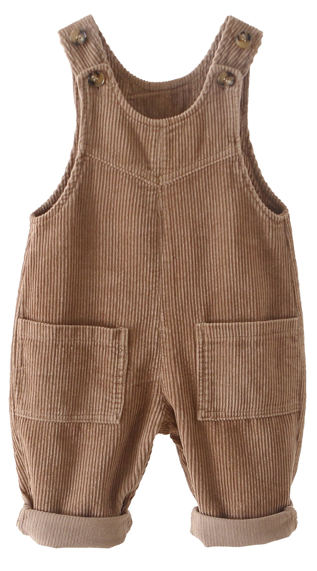 Baby Boys Girls Corduroy Overalls Sleeveless Plain Suspender Overalls Winter Fall Loose Cute Bib Pants Adjustable Button Straps Bodysuit One Piece Clothes Set Outfit Browm 12-18 Months
