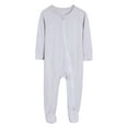thumbnail image 1 of Baby Boys Girls Cotton Rompers Footed Pajamas Zipper Long Sleeve Sleeper Jumpsuit Baby Jumpsuits Girl Unisex Clothes Grey 3-6 Months, 1 of 4