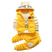 Baby Boys Girls Cotton Tracksuit Sweatshirt Top + Sweatpants + Zipper Vest 3 Pcs Outfits Set