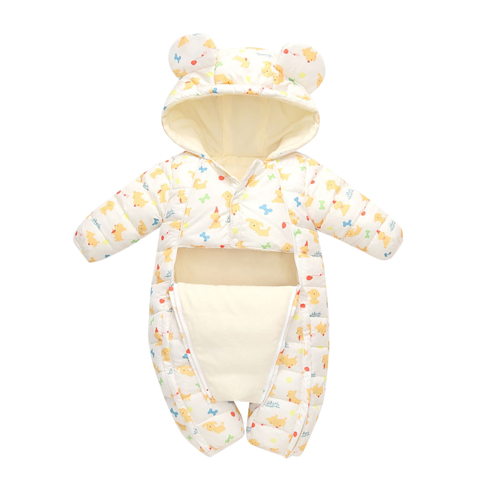 Baby Boys Girls Cute Cartoon Animals Hooded Snow Wear Jumpsuit Outwear