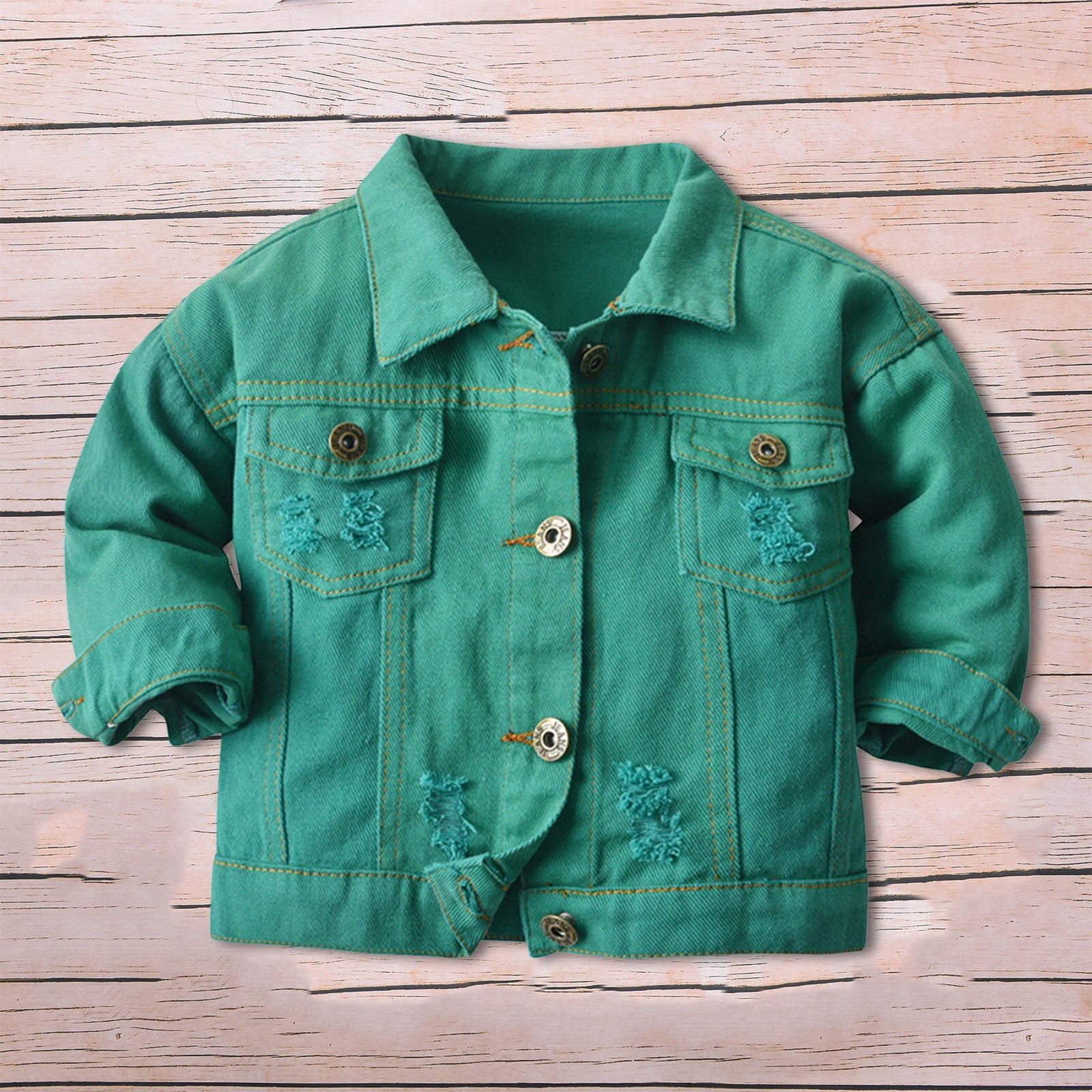 Baby Boys Girls Denim Jacket Kids Toddler Button Down Jeans Jacket Top