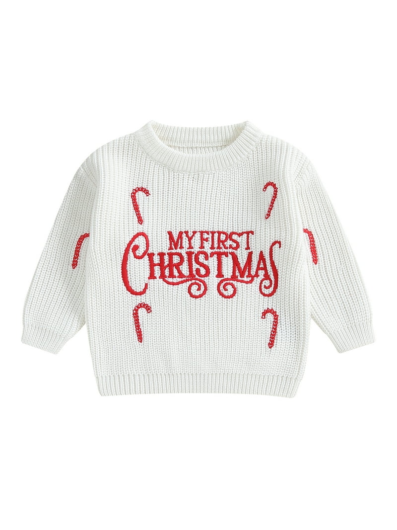 Baby Boys Girls First Christmas Sweaters Winter Round Neck Candy
