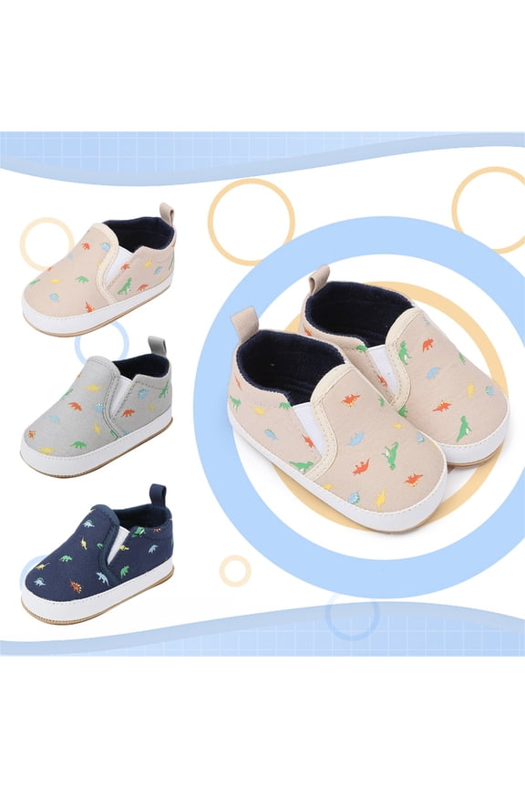 Baby Boys Girls First Walking Shoes Infant Dinosaur Sneakers Crib Shoes Breathable Lightweight Slip On Shoes Blue 0 M-6 M