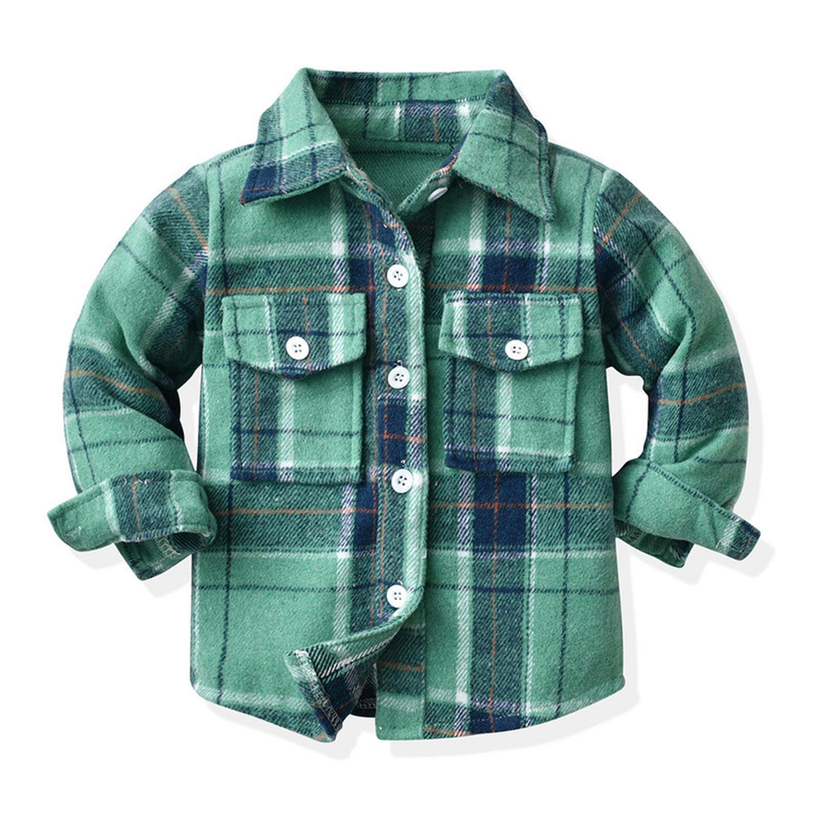 Baby Boys Girls Flannel Shirt Jackets Unisex Toddler Plaid Long Sleeve ...