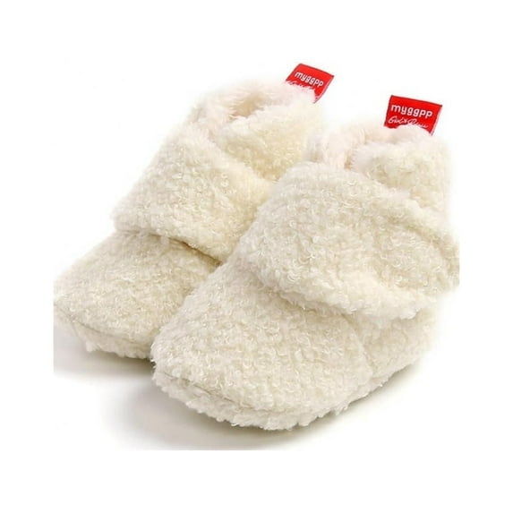 Baby Boys Girls Fleece Booties Infant Cotton Socks Newborn Soft Sole Winter Warm Stay On Slippers Non-Skid Cozy Crib Shoes