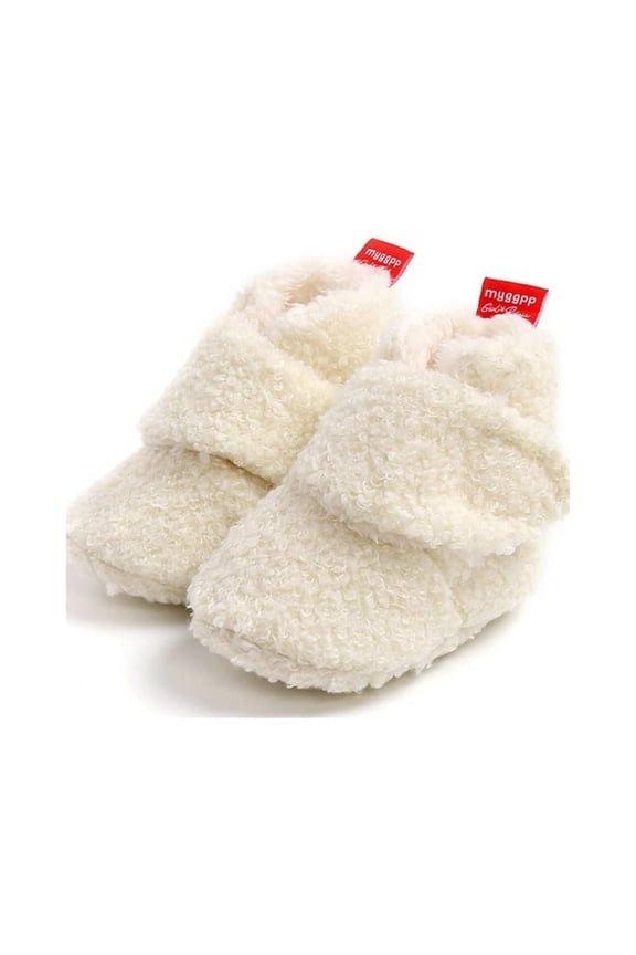 Baby Boys Girls Fleece Booties Infant Cotton Socks Newborn Soft Sole Winter Warm Stay On Slippers Non-Skid Cozy Crib Shoes