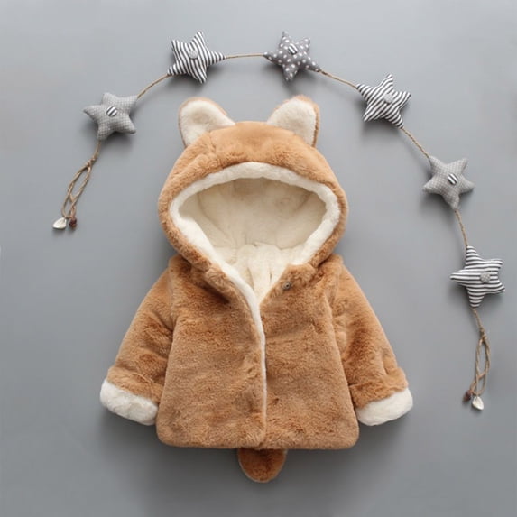 Baby Boys Girls Fleece Jacket for Kids Fall Winter Coat Botton Girls Sweatshirt Warm Clothes 0-4 Years Brown 4-5 Years