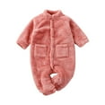 thumbnail image 1 of Baby Kids Clothes Baby Boys Girls Fleece Romper Autumn Winter Infant Toddler Baby Long Sleeve Print Plush Romper Jumpsuit Pink 0-3 Months, 1 of 7
