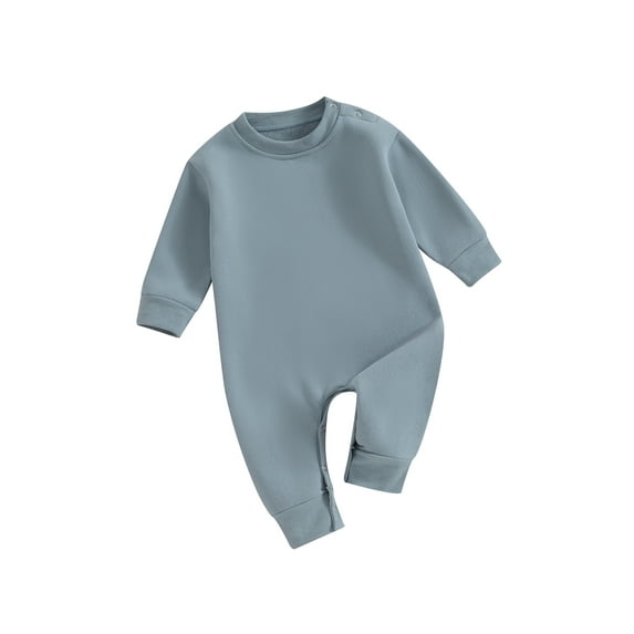 Baby Boys Girls Fleece Sweatshirts Rompers Solid Color Jumpsuits