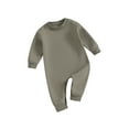 thumbnail image 1 of Baby Boys Girls Fleece Sweatshirts Rompers Solid Color Jumpsuits, 1 of 9