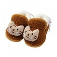 thumbnail image 1 of Baby Boys Girls Fluffy Fuzzy Slippers, Toddler Premium Soft Sole Warm Booties, Winter Plush Cartoon Short Boots for Newborn Infant , Brown, 1 of 6