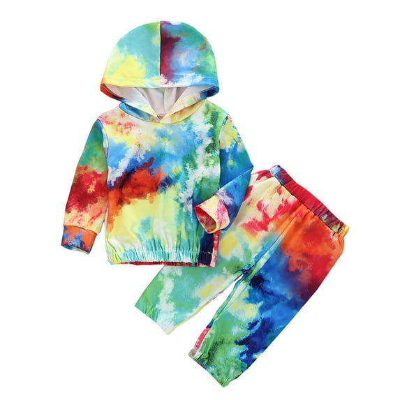 Baby Boys Girls Gifts Infant Baby Girls Long Sleeve Tie-Dyed Hooded Tops+Pants Scarf Outfits Going Out Outfits for Girls