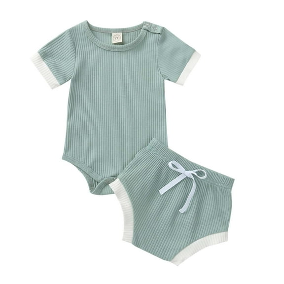 Baby Boys Girls Gifts Toddler Baby Girls Summer Short-sleeved Solid Color Romper Shorts Clothes Set Going Out Outfits for Girls