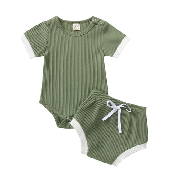 Baby Boys Girls Gifts Toddler Baby Girls Summer Short-sleeved Solid Color Romper Shorts Clothes Set Going Out Outfits for Girls