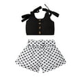 thumbnail image 1 of Baby Boys Girls Gifts Toddler Baby Girls Wave Point Print Sling Clothes Comfortable Cute Tow-piece Going Out Outfits for Girls, 1 of 9