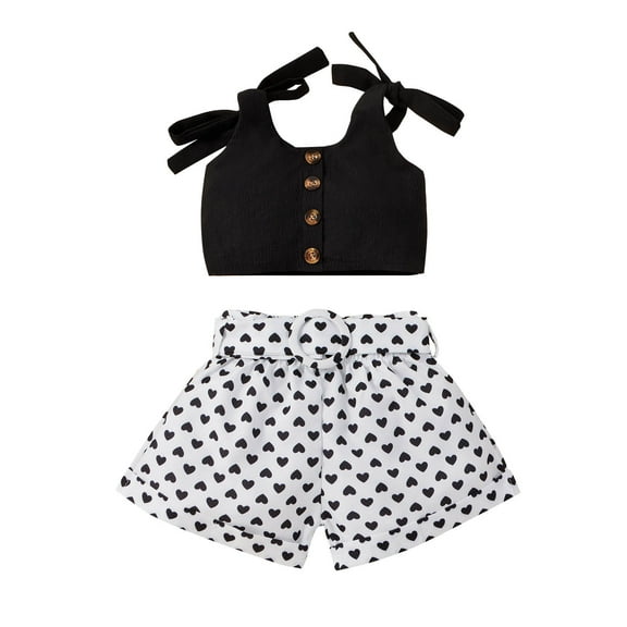 Baby Boys Girls Gifts Toddler Baby Girls Wave Point Print Sling Clothes Comfortable Cute Tow-piece Going Out Outfits for Girls