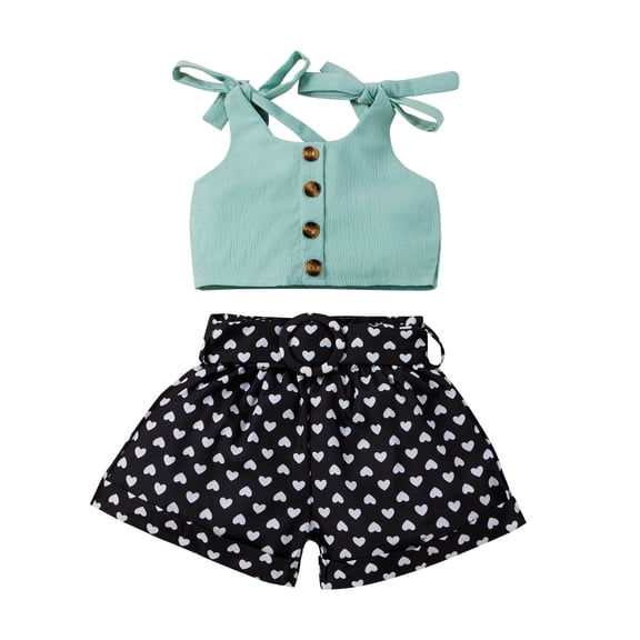 Baby Boys Girls Gifts Toddler Baby Girls Wave Point Print Sling Clothes Comfortable Cute Tow-piece Going Out Outfits for Girls