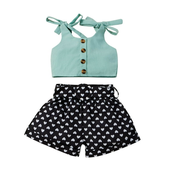 Baby Boys Girls Gifts Toddler Baby Girls Wave Point Print Sling Clothes Comfortable Cute Tow-piece Going Out Outfits for Girls