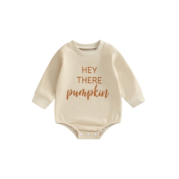 Baby Boys Girls Halloween Outfits Letter Pumpkin Oversized Bubble Romper Newborn Long Sleeve Sweater Fall Clothes