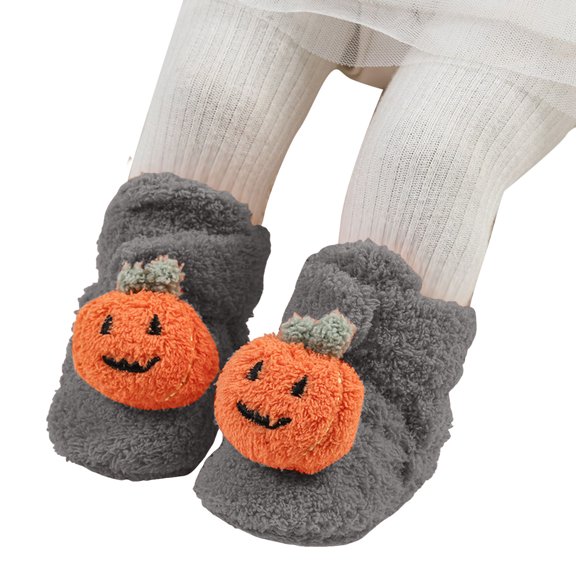 Baby Boys Girls Halloween Slippers Plush Ankle Booties Winter Warm Socks Shoes Kids Crib Footwear Prewalkers