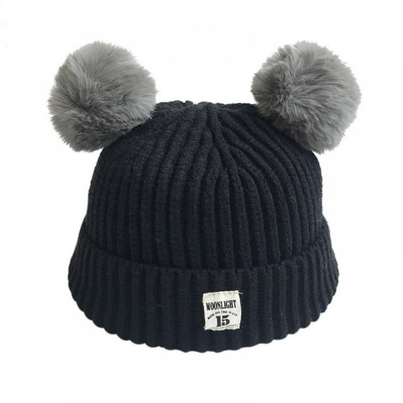 Baby Boys Girls Hat Winter Knitted Hat Double Pom Beanie Bobble Hat,Warm Ski Beanie Hat,for 0-36 Months Baby
