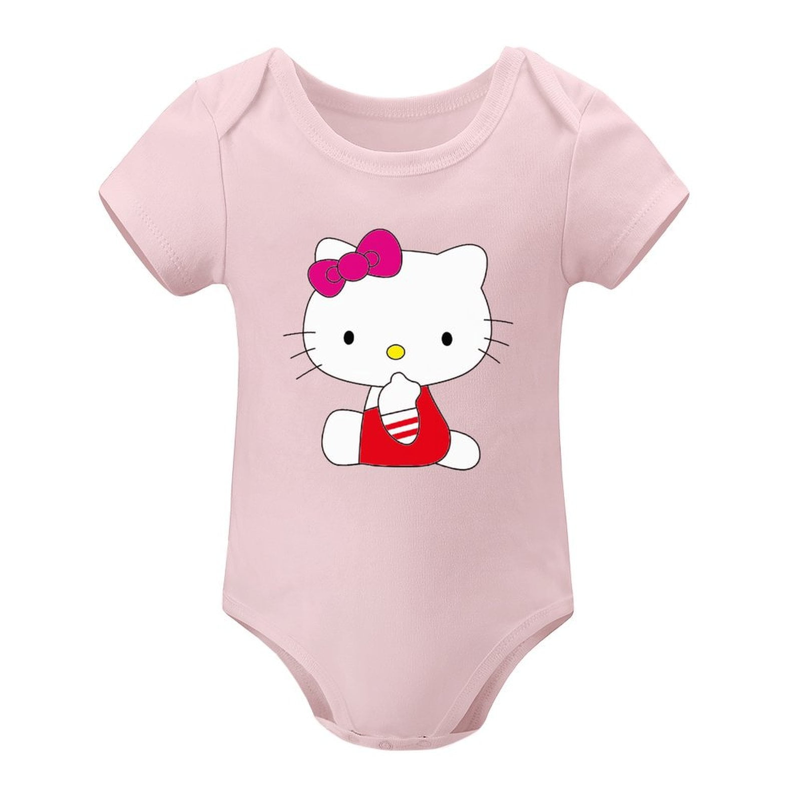 Baby Boys Girls Hello Kitty Light Pink Short Sleeves Onesie Bodysuits