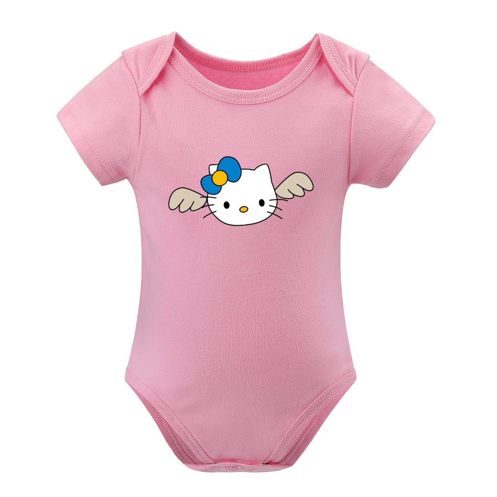 Baby Boys Girls Hello Kitty Pink Short Sleeves Onesie Bodysuits Newborn