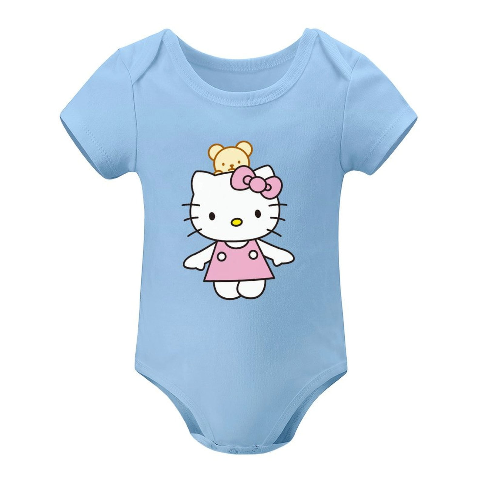 Baby Boys Girls Hello Kitty Sky Blue Short Sleeves Onesie Bodysuits