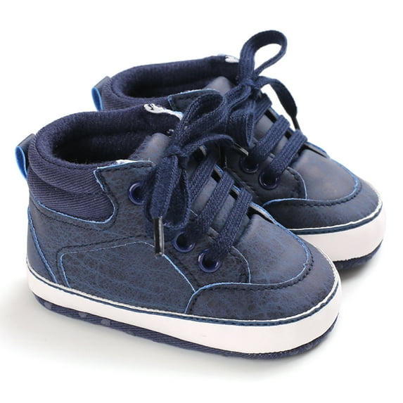 Baby Boys Girls High Top Ankle Leather Sneakers Soft Rubber Sole Infant Newborn Loafers Anti-Slip Toddler Uniform Dress Shoes
