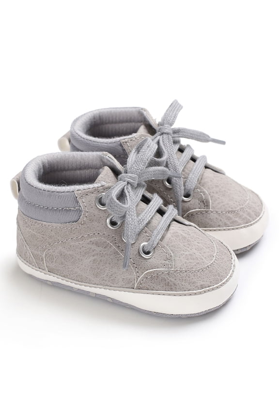 Baby Boys Girls High Top Ankle Leather Sneakers Soft Rubber Sole Infant Newborn Loafers Anti-Slip Toddler Uniform Dress Shoes